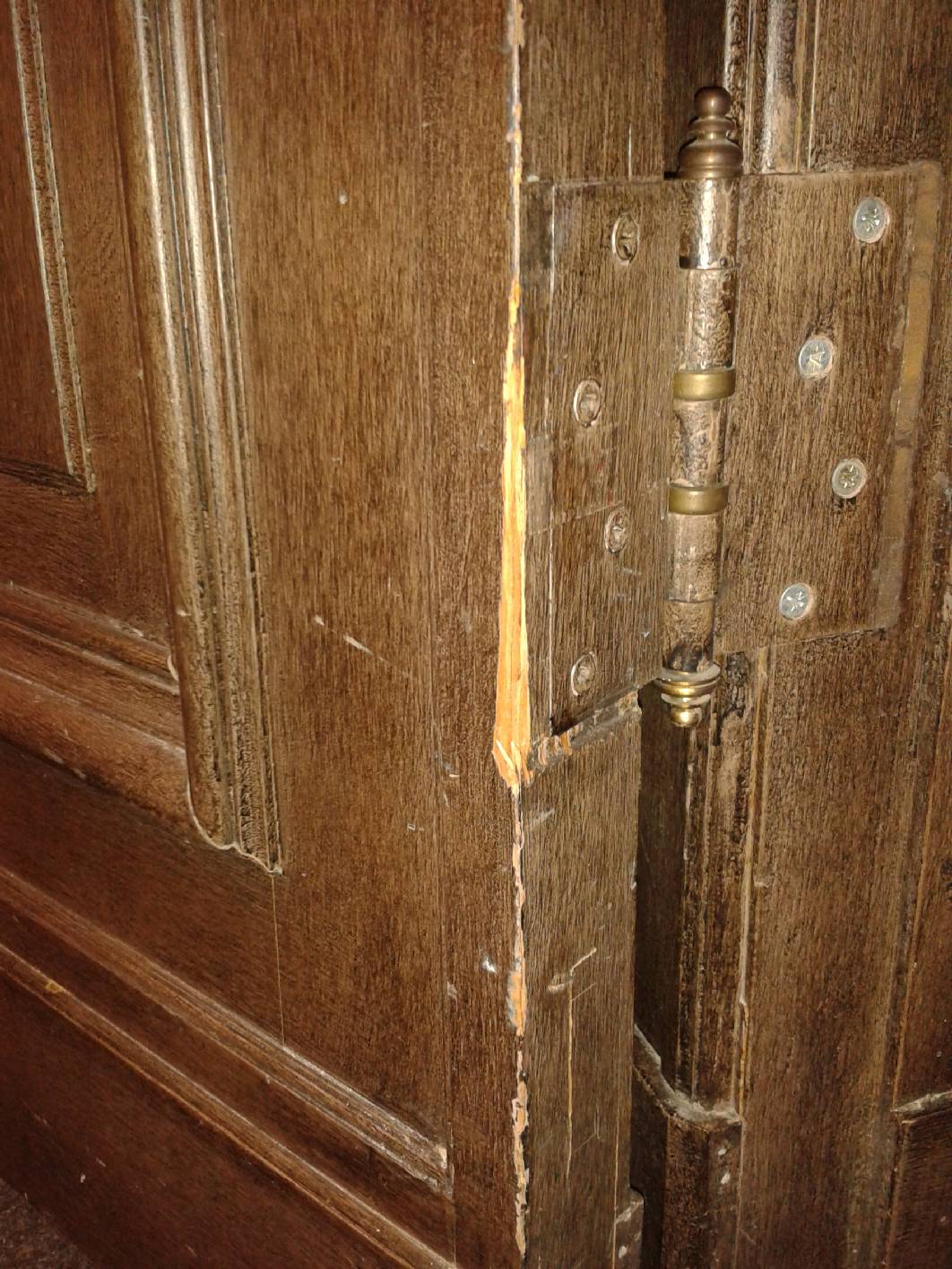 Beschädigte Holzmalerei an einer Altbau - Tür im Schloss Glienicke als Dokumentation (Restaurator)